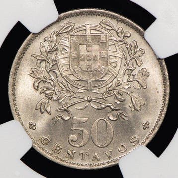 Portugal. Republic. 50 centavos 1930 - NGC - MS 65 - Rara, Postzegels en Munten