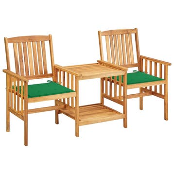 vidaXL Tuinstoelen met tafeltje en kussens massief, Verzenden, Nieuw