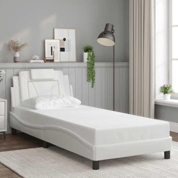 vidaXL Bedframe Viana zonder matras kunstleer wit 90x190, Verzenden