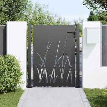 vidaXL Tuinpoort 110 x 130 cm Poedercoated staal Zwart, Verzenden, Nieuw