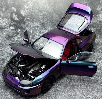 Wellart 1:18 - Modelauto - Toyota Supra A80 - Paars metallic, Hobby & Loisirs créatifs, Voitures miniatures | 1:5 à 1:12