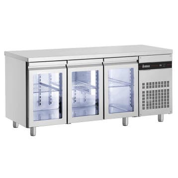 Koelwerkbank | 350L | 3 Glasdeuren | 0°C/+10°C  |, Verzenden