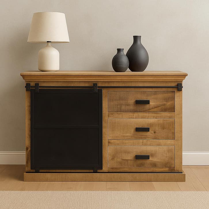 Dressoir Mangohout Milan 120 cm, Huis en Inrichting, Kasten | Dressoirs, Nieuw, Overige houtsoorten, Verzenden
