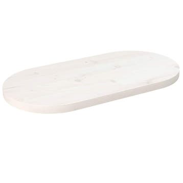 vidaXL Tafelblad ovaal 80x40x2,5 cm massief grenenhout wit, Verzenden, Nieuw