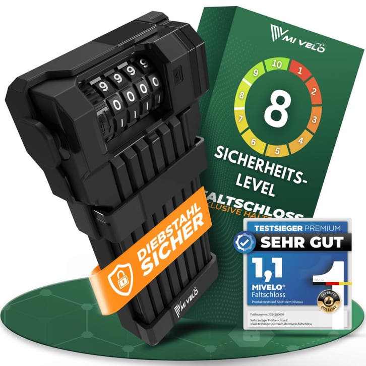 2dekans | MIVELO - Vouwslot Met Combinatiecode - 85 cm Lang, Fietsen en Brommers, Fietsaccessoires | Overige Fietsaccessoires