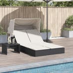 vidaXL Ligbed 2-persoons met luifel en kussens poly rattan, Verzenden