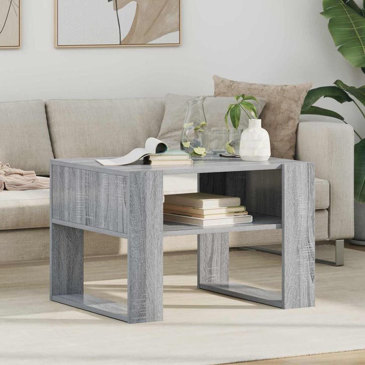 vidaXL Salontafel met opslag Grijs Sonoma 66 x 53 x 45 cm, Huis en Inrichting, Tafels | Salontafels, Nieuw, Verzenden