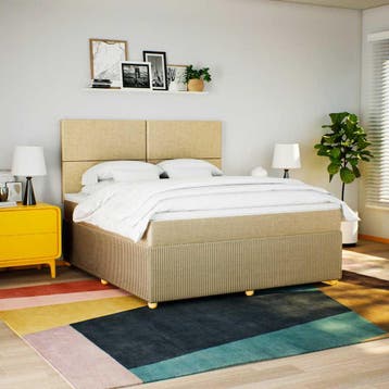vidaXL Boxspring met matras stof crèmekleurig 180x200 cm, Verzenden