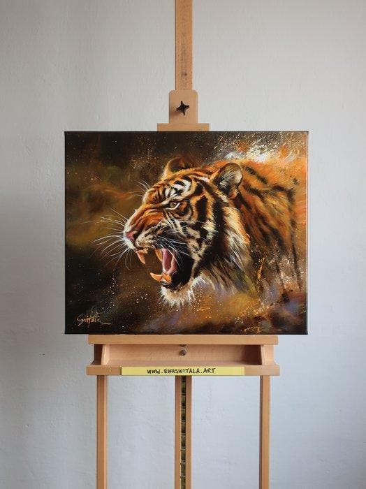 Ewa Switala - Wild Tiger, Antiquités & Art, Art | Peinture | Moderne