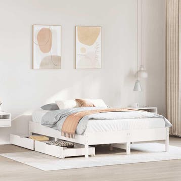 vidaXL Bedframe zonder matras massief grenenhout wit 140x190, Verzenden, Nieuw