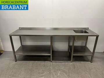 RVS Spoeltafel Spoelbak met onderschap 251,5 x 70 x 94,5 cm, Ophalen of Verzenden, Nieuw in verpakking