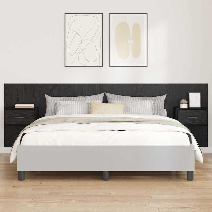 vidaXL Hoofdeinde Met Kast met lade 3 pcs Zwart Eiken, Maison & Meubles, Chambre à coucher | Lits, Envoi