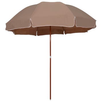 vidaXL Parasol met stalen paal 300 cm taupe, Verzenden, Nieuw