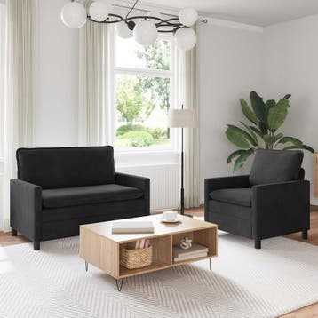 vidaXL bank / zetelstel 2 st Zwart Fluweel, Verzenden, Nieuw