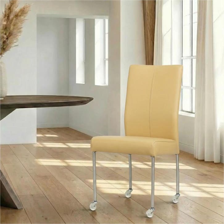 Leren eetkamerstoel Comfort met wieltjes - Toledo Dessert, Maison & Meubles, Chaises, Enlèvement ou Envoi
