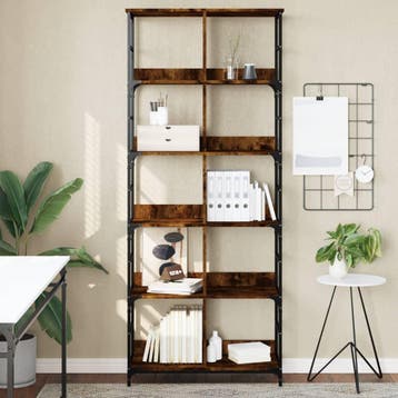 vidaXL Boekenrek 78,5x33x188,5 cm bewerkt hout gerookt, Huis en Inrichting, Verzenden, Nieuw