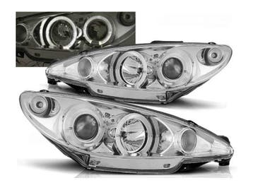 Angel Eyes koplampen Chrome geschikt voor Peugeot 206, Auto-onderdelen, Verzenden, Nieuw, Peugeot