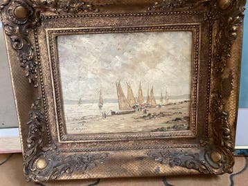 P. Stefani - Barques au crépuscule, Antiek en Kunst