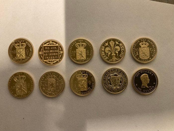 Nederland. Medal Collectie van 10 vergulde zilveren, Postzegels en Munten, Munten | Europa | Niet-Euromunten