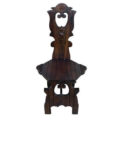 Tabouret - Bois dur - Tabouret / chaise ancienne, Antiquités & Art, Curiosités & Brocante