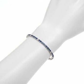 Tennis armband - 14 karaat Witgoud - 4.08ct. tw. Saffier -
