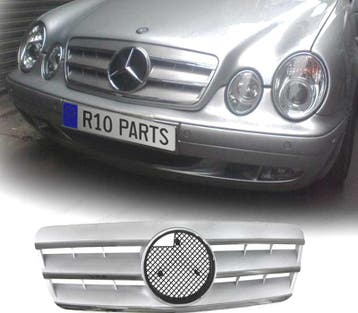 CALANDRE MERCEDES CLK W208 COUPÉ + CABRIO 96-02 CHROMÉ, Verzenden