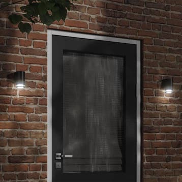vidaXL Buitenwandlampen 2 st gegoten aluminium zwart, Verzenden, Nieuw