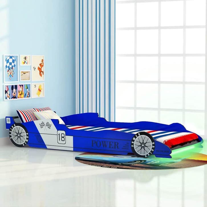 vidaXL Kinderbed raceauto met LED-verlichting blauw 90x200, Kinderen en Baby's, Kinderkamer | Bedden, Nieuw, Verzenden