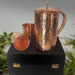 Puur Koperen Set: Kan Gehamerd (±1,5 l) + 2 Bekers - Zware, Sport en Fitness, Ophalen of Verzenden, Nieuw