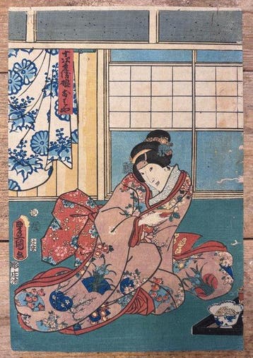 Actor Onoe Kikugor IV in the role of Jjibeis daughter