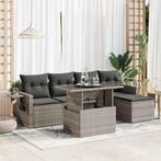 vidaXL 6-delige Loungeset met kussens poly rattan grijs, Verzenden, Nieuw, Loungeset