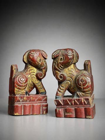 Paire déléphants (Xiang) - 19th c. - Hout, lak - China -, Antiek en Kunst