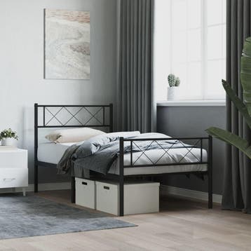 vidaXL Bedframe met hoofd- en voeteneinde metaal zwart, Verzenden, Nieuw
