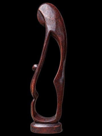 Figurine - moeder en kind van ebbenhout - Bois