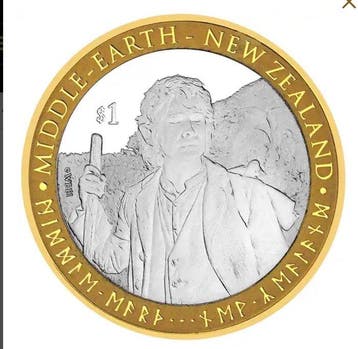 Nieuw-Zeeland. 2 Dollars 2012 The Hobbit 1oz Gilded Proof