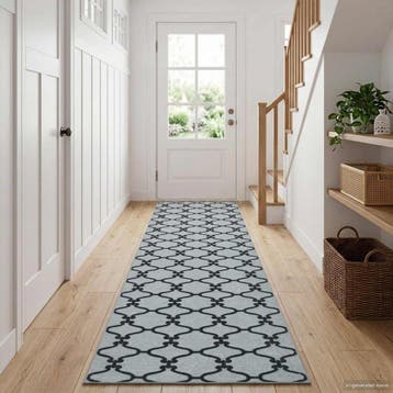 vidaXL Tapijt Runner ORIZ 1150 gsm Zwart gaaspatroon, Verzenden, Nieuw