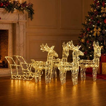 vidaXL Kerstdecoratie rendieren en slee 280x28x55 cm acryl, Diversen, Verzenden, Nieuw