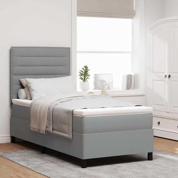 vidaXL Boxspring bed met matras met LED Lichtgrijs 80 x 200, Verzenden