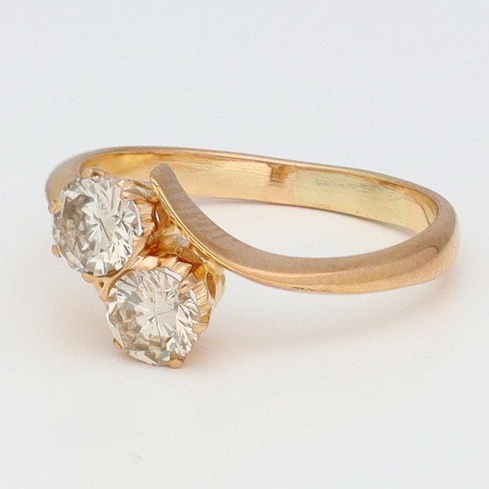 Ring - 18 karaat Roségoud Diamant (Natuurlijk) - Toi et Moi, Handtassen en Accessoires, Ringen