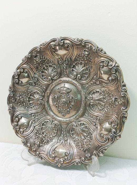 Plateau plat - Argent 833 - Portugal, Antiek en Kunst, Antiek | Zilver en Goud