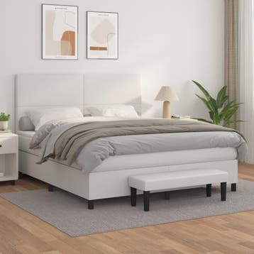 vidaXL Boxspring met matras kunstleer wit 160x200 cm, Verzenden, Nieuw