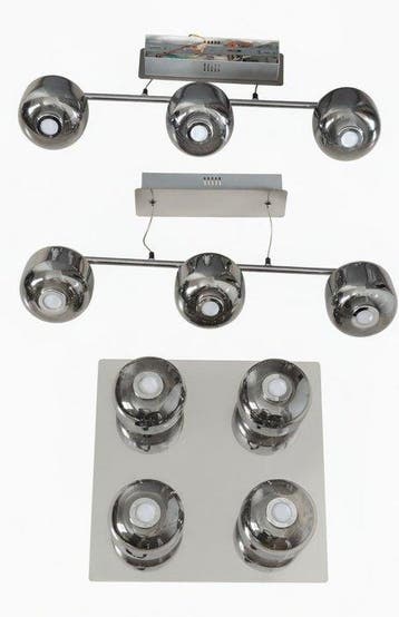 Plafondlamp (3) - Glas, Metaal - Partij plafondlampen met