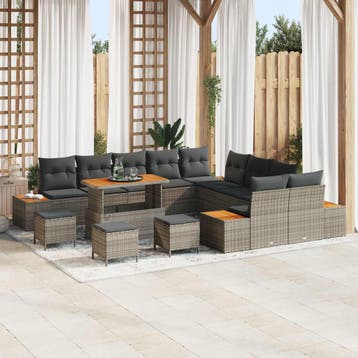 vidaXL Tuinbank Set 14 st 13-Aantal zitplaatsen Grijs, Verzenden, Nieuw