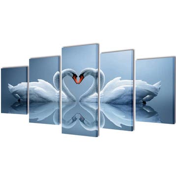 vidaXL Canvas muurdruk set Zwaan 200 x 100 cm, Verzamelen, Verzenden, Nieuw