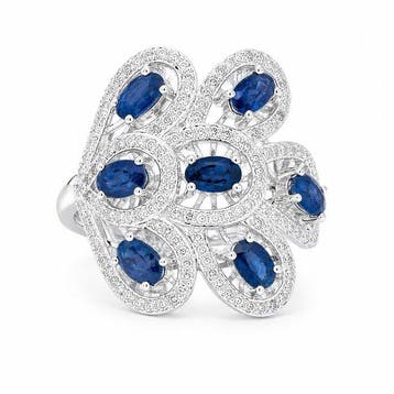 Zonder minimumprijs - Ring Verguld Saffier - Topaas - 18k