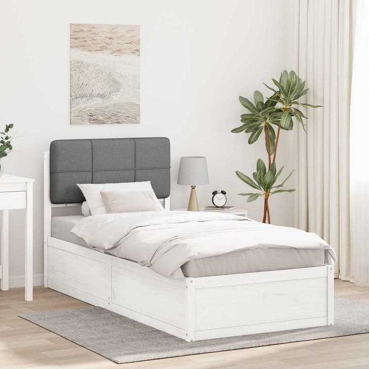 vidaXL Bedframe met Gevoerde Hoofdbord Lichtgrijs 90 x 200, Maison & Meubles, Chambre à coucher | Lits, Envoi