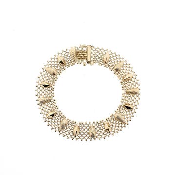 Gouden galeriedraad schakelarmband, Ophalen of Verzenden, Gebruikt, Goud, Goud