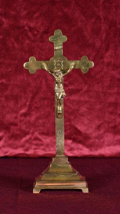 Kruis - Messing - 1920-1930 - Twee antieke messing, Antiek en Kunst, Kunst | Niet-Westerse kunst