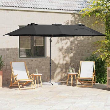 vidaXL Parasol Zwart 372 x 198 x 243 cm Polyester en, Verzenden