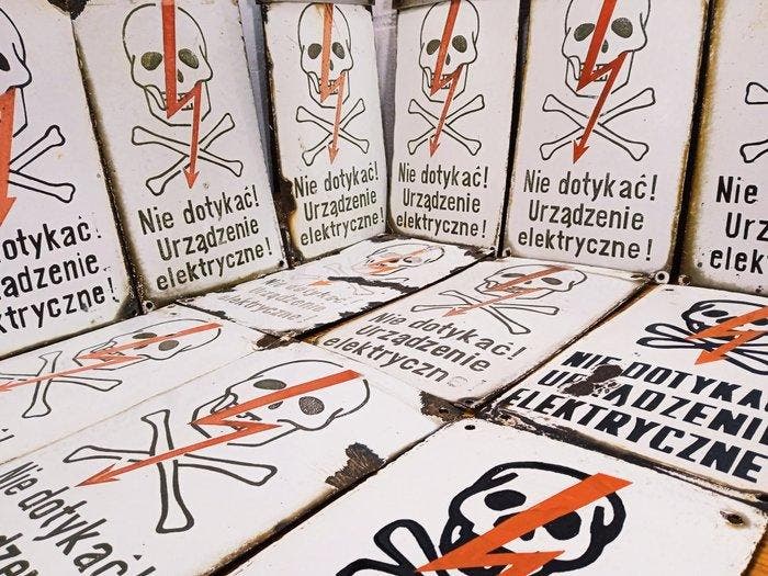 Emaille plaat (12) - Collectie vintage waarschuwingsborden, Antiek en Kunst, Antiek | Wandborden en Tegels